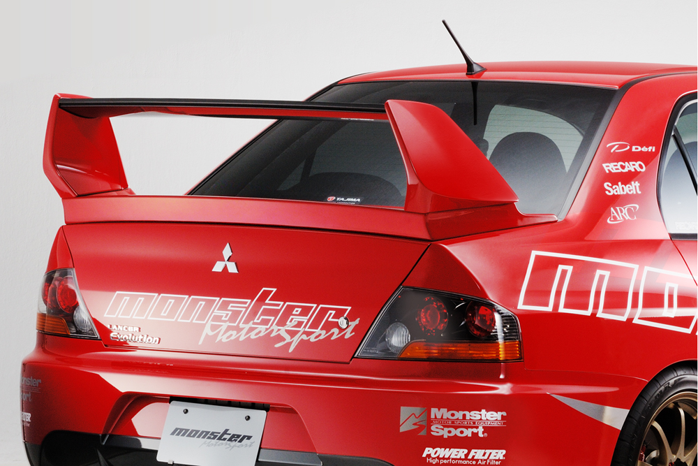 カーボンハイマウントリヤスポイラーベース ランサー Evo 7 8 8mr 9 9mr モンスタースポーツ Monster Sport Evo ランエボ