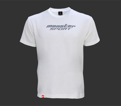 モンスタースポーツのホワイトのプリントTシャツ